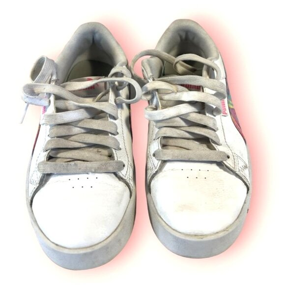 Puma Girls White Sneakers W/ Rainbow Stripe Design Size 4.5 US - Picture 8 of 8